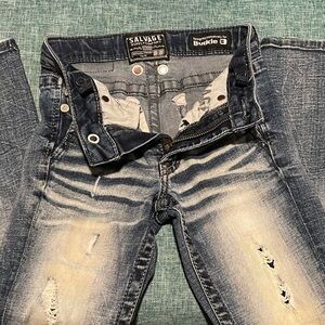 Kids Salvage Reckless Straight Blue Distressed Jeans 8